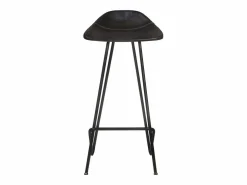 vidaxl Taburetes de cocina 4 unidades cuero auténtico Negro Discount