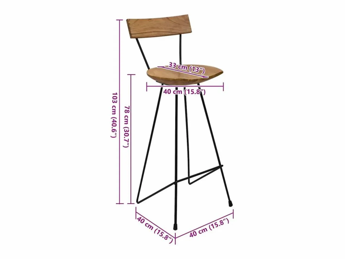 vidaxl Taburetes de cocina 2 unidades madera maciza de teca Color natural claro