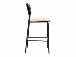 Miliboo Muebles De Bar|Taburete Alto|Taburetes de diseño en tela efecto terciopelo texturizado , metal negro y mimbre (juego de 2) MIRANDA