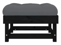 vidaxl Taburetes de jardín con cojines 2 uds madera maciza pino Negro Hot