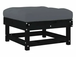 vidaxl Taburetes de jardín con cojines 2 uds madera maciza pino Negro Hot
