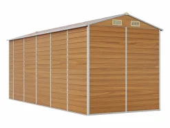 Garden Furniture Tampa Caseta de jardín acero galvanizado marrón claro 191x470x198 cm Marru00f3n