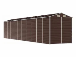 Tampa Cobertizo de jardín acero galvanizado marrón 191x895x198 cm^Garden Furniture Clearance