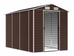 Tampa Cobertizo de jardín acero galvanizado marrón 191x300x198 cm^Garden Furniture