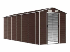 Garden Furniture Tampa Cobertizo de jardín acero galvanizado marrón 191x555x198 cm Marru00f3n Discount