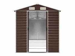 Garden Furniture Tampa Cobertizo de jardín acero galvanizado marrón 191x555x198 cm Marru00f3n Discount