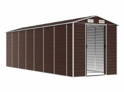 Tampa Cobertizo de jardín acero galvanizado marrón 191x640x198 cm^Garden Furniture