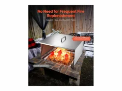 Tapa de Brasero SucceBuy de Acero Inoxidable, 64.5 x 64.5 x 37 cm, Deflector de Calor Exterior para Fogatas, Camping y Calefacción de Madera Plateado New