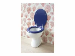 Tapa de WC Dolce de madera moldeada marino con bisagras robustas de acero inoxidable, diseño mate y dimensiones 47x38 cm Azul Discount
