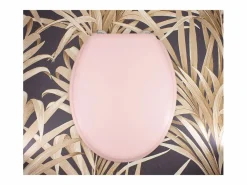 Tapa de WC Dolce en madera moldeada color rosa cristal con bisagras de acero inoxidable - GELCO DESIGN, 39x47 cm Rosa palo Clearance
