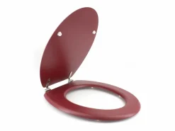 Tapa De Inodoro|Tapa WC Dolce Cardinal de Madera Moldeada Rojo con Bisagras de Acero Inoxidable y Acabado Mate
