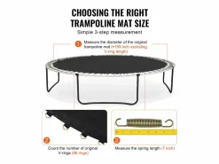 Cama Elástica|Tapiz de Reemplazo para Trampolín SucceBuy, Marco de 457 cm, 96 Aros en V, Resorte de 18 cm