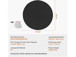 Tapiz de Reemplazo para Trampolín SucceBuy, Marco de 396 cm, 80 Aros en V, Resorte de 18 cm^ New