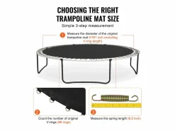 Tapiz de Reemplazo para Trampolín SucceBuy, Marco de 457 cm, 96 Aros en V, Resorte de 16 cm Negro Clearance