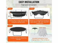 Tapiz de Reemplazo para Trampolín SucceBuy, Marco de 427 cm, 72 Aros en V, Resorte de 16 a 18 cm^ New