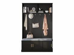 Merax Armario De Entrada|Taquilla - 120 x 40 x 191 cm - con banco zapatero + armario + 6 ganchos triples - aglomerado -