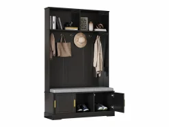 Merax Armario De Entrada|Taquilla - 120 x 40 x 191 cm - con banco zapatero + armario + 6 ganchos triples - aglomerado -