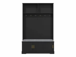 Merax Armario De Entrada|Taquilla - 120 x 40 x 191 cm - con banco zapatero + armario + 6 ganchos triples - aglomerado -