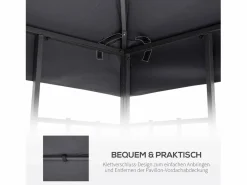Techo de repuesto para pabellón metálico de 3x3m, poliéster, impermeable, oscuro (300x300x18 cm)^ New