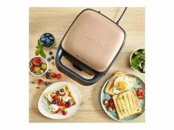 Tefal Pequeño Electrodoméstico|Croque-Gaufres 700W SW863JF0 con 2 Placas Antiadherentes Extraíbles y Almacenamiento Vertical