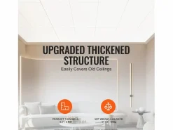 Tejas Autoadhesivas PVC SucceBuy Placas de Techo, Lote de 10, 60.96CM x 121.92CM, Espuma PVC, Anti incendio, Blanco Clearance