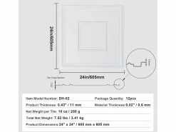 Tejas Autoadhesivas PVC SucceBuy Tejas de Techo Paquete de 12 60.96CM x 60.96CM PVC Instalación Fácil Geométrico Blanco