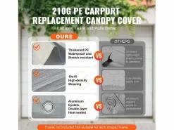 Tejido de Avent SucceBuy de Repuesto para Abri D'Automóvil, 366 x 610 cm, , Lona Resistente para Cobertizo de Garaje, Impermeable y con Protección UV Gris