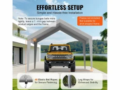 Tejido de Avent SucceBuy de Repuesto para Abri D'Automóvil, 366 x 610 cm, , Lona Resistente para Cobertizo de Garaje, Impermeable y con Protección UV Gris