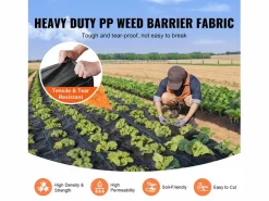 Tela de barrera contra malezas para paisajismo SucceBuy, 13 x 60 pies, tejido PP resistente^ Discount