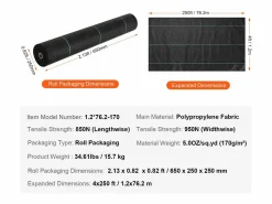 Tela para control de malezas SucceBuy, tela resistente para paisajismo, 1.2 m x 76.5 m - Estera tejida de polipropileno para control de malezas^ Outlet
