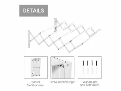Tendedero de pared plegable, ahorra espacio, de metal , robusto y resistente (63,5x60x20cm)^ Sale