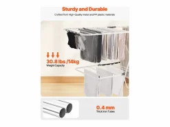 Tendedero Plegable SucceBuy, Tendedero de Pie de 2 Niveles, con Pinzas para Calcetines y 31 Barras de Secado, de Metal, Altura Ajustable, Blanco^ Outlet