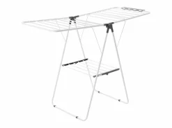 Perchero|Tendedero Plegable SucceBuy, Tendedero de Pie de 2 Niveles, con Pinzas para Calcetines y 21 Barras de Secado, de Metal, Regulable en Altura, Blanco