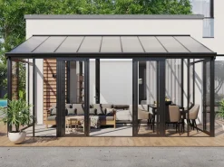EXPERTLAND Terraza cerrada de policarbonato con protección UV 15,8 m² antracita MATHILDA Gris antracita