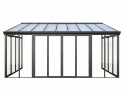 EXPERTLAND Terraza cerrada de policarbonato con protección UV 15,8 m² antracita MATHILDA Gris antracita