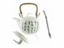 Tetera de loza Jiangxi 1 litro + pajita de acero inoxidable con filtro Multicolor Best