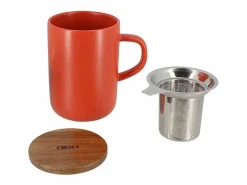 Tetera Juliet Paprika de 475 ml en Grès con Tapa de Acacia^Ogo Living Discount