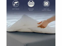 Topper Cama Individual |Protector de Colchón Acolchado con Relleno de 1000 g/m² |Funda de Microfibra Transpirable con Gomas en las Esquinas |80x190^The White Stone Outlet