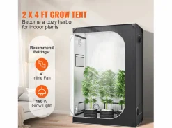 Invernadero De Jardín|Tienda de Cultivo SucceBuy Armario de Cultivo de 122 x 61 x 183 cm con Ventana y Bandeja