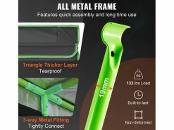 Tienda de Cultivo SucceBuy Armario de Cultivo de 305 x 305 x 203 cm para Cultivo Hidropónico en Interior, con Ventana, Puerta y Bandeja Negro Hot