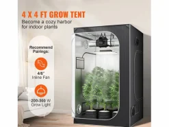 Invernadero De Jardín|Tienda de Cultivo SucceBuy 122x122x203 cm, con Ventana de Observación, Bolso de Herramientas, Placa de Suelo para Cultivo de Plantas de Interior
