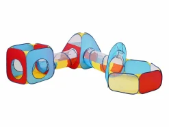 Cabaña Infantil|Tienda de Juego 5 en 1 para Niños SucceBuy con Túnel, Canasta de Baloncesto para Bebés, Varones y Niñas