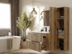 TIGO - mueble para lavabo roble con frente acanalado^TOPESHOP New