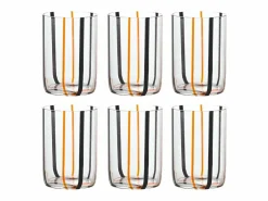 Vaso|Tirache Zafferano Vaso en Vidrio Borosilicato Bicolor -Naranja Caja de 6 Piezas