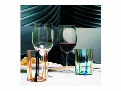 Vaso|Tirache Zafferano Vaso en Vidrio Borosilicato Bicolor -Naranja Caja de 6 Piezas