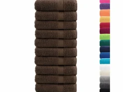 Toallas de baño 10 uds 100% algodón marrón 100x150 cm 600 gsm ES725528 Marru00f3n Clearance