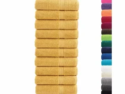 Toallas de baño 10 uds 100% algodón amarillo 100x150 cm 600 gsm ES930090^