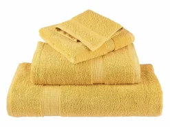 Toallas de baño 10 uds 100% algodón amarillo 100x150 cm 600 gsm ES930090^