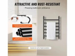 Toallero Calefactable SucceBuy Toallero de Pared de 6 Barras, Toallero de Baño Térmico, Negro Clearance