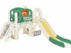 Tobogán 4 en 1 - con escaleras, espacio de almacenamiento y canasta de baloncesto -^ModernLuxe Discount